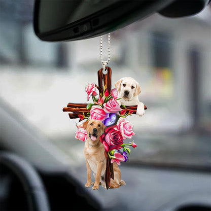 Labrador Retriever Roses And Jesus Car Hanging Ornament Dog Ornaments - Best gifts your whole family