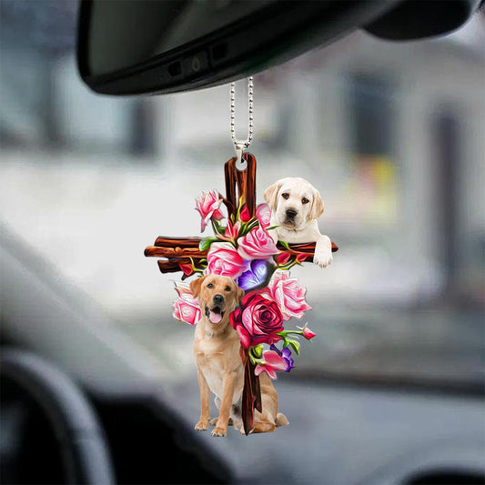 Labrador Retriever Roses And Jesus Car Hanging Ornament Dog Ornaments - Best gifts your whole family