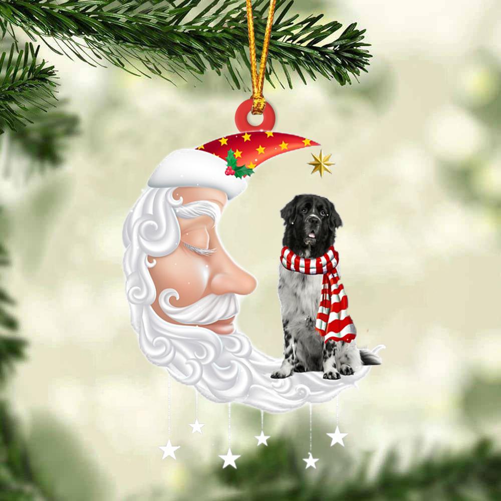 Landseer Newfoundland With Santa Christmas Ornament Dog Christmas Ornament - Best gifts your whole family
