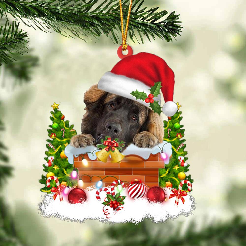 Leonberger In The Chimney Hanging Ornament Dog Christmas Ornament - Best gifts your whole family