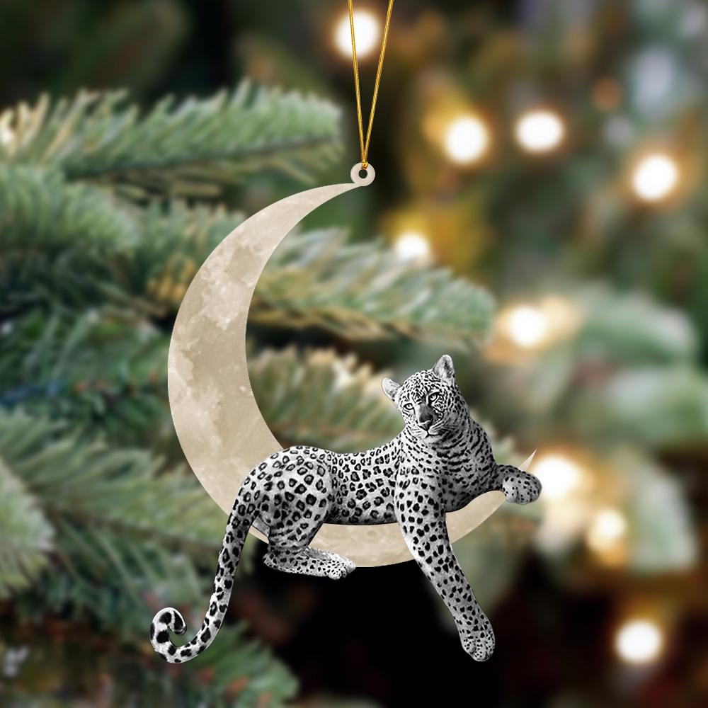 Leopard Sits On The Moon Hanging Ornament, Animal Christmas Ornaments - Best gifts your whole family