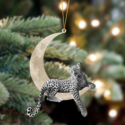 Leopard Sits On The Moon Hanging Ornament, Animal Christmas Ornaments - Best gifts your whole family