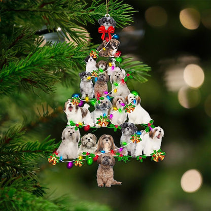 Lhasa Apso-Christmas Tree Lights-Two Sided Ornament - Best gifts your whole family