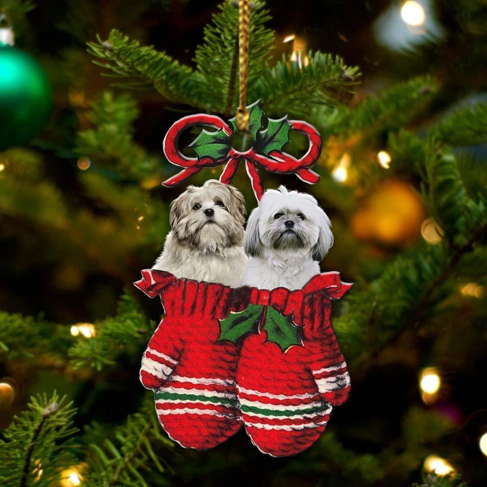 Lhasa Apso Inside Your Gloves Christmas Holiday-Two Sided Ornament, Christmas Ornament, Car Ornament - Best gifts your whole family