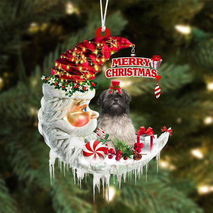 Lhasa Apso On The Moon Merry Christmas Hanging Ornament - Best gifts your whole family