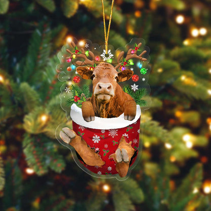 Limousin In Pocket Acrylic Ornament, Farm Christmas Ornament - Best gifts your whole family