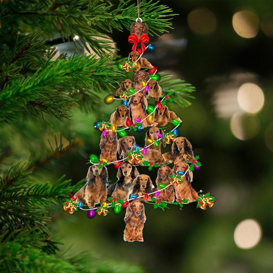 Long Haired Dachshund-Christmas Tree Lights-Two Sided Ornament - Best gifts your whole family