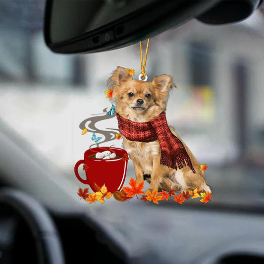 Long Haired Tan Chihuahua-Fall Chocolate-Two Sided Ornament - Best gifts your whole family