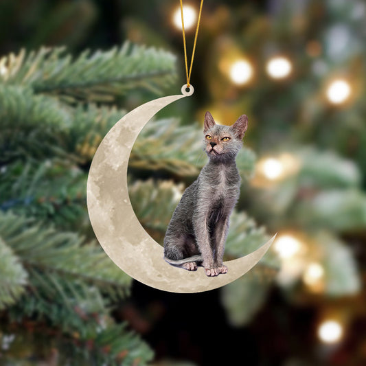 Lykoi Cat Sits On The Moon Hanging Ornament - Best gifts your whole family