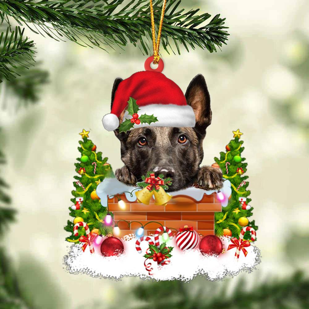 Malinois In The Chimney Hanging Ornament Dog Christmas Ornament - Best gifts your whole family
