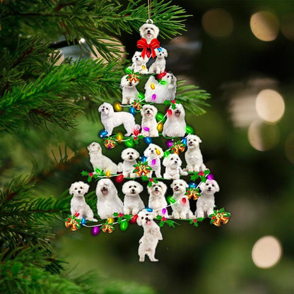 Maltese-Christmas Tree Lights-Two Sided Ornament - Best gifts your whole family