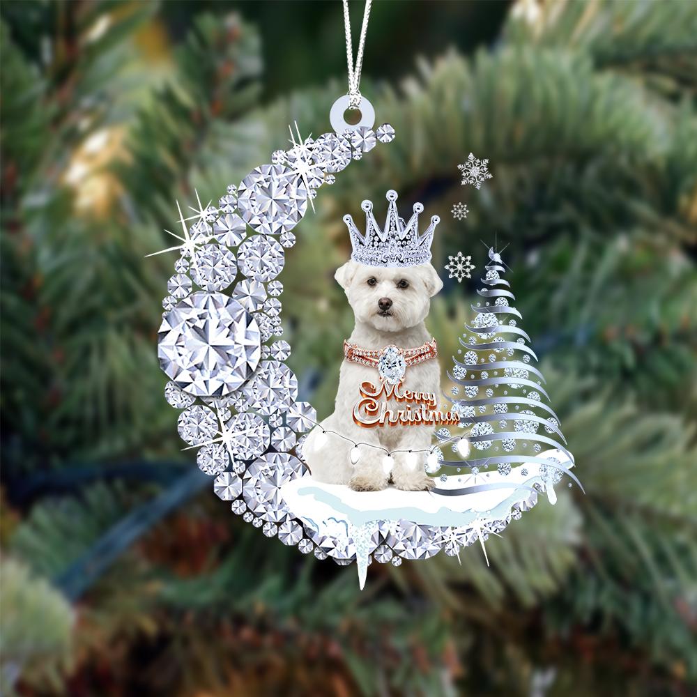 Maltese Diamond Moon Merry Christmas Ornament Christmas Gifts - Best gifts your whole family