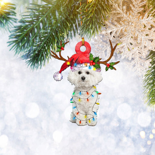 Maltese Dog Reindeer 2D Christmas Ornament, Dog Pet Lover Gifts, Christmas Tree Ornament, Home Decor Plastic Ornament - Best gifts your whole family