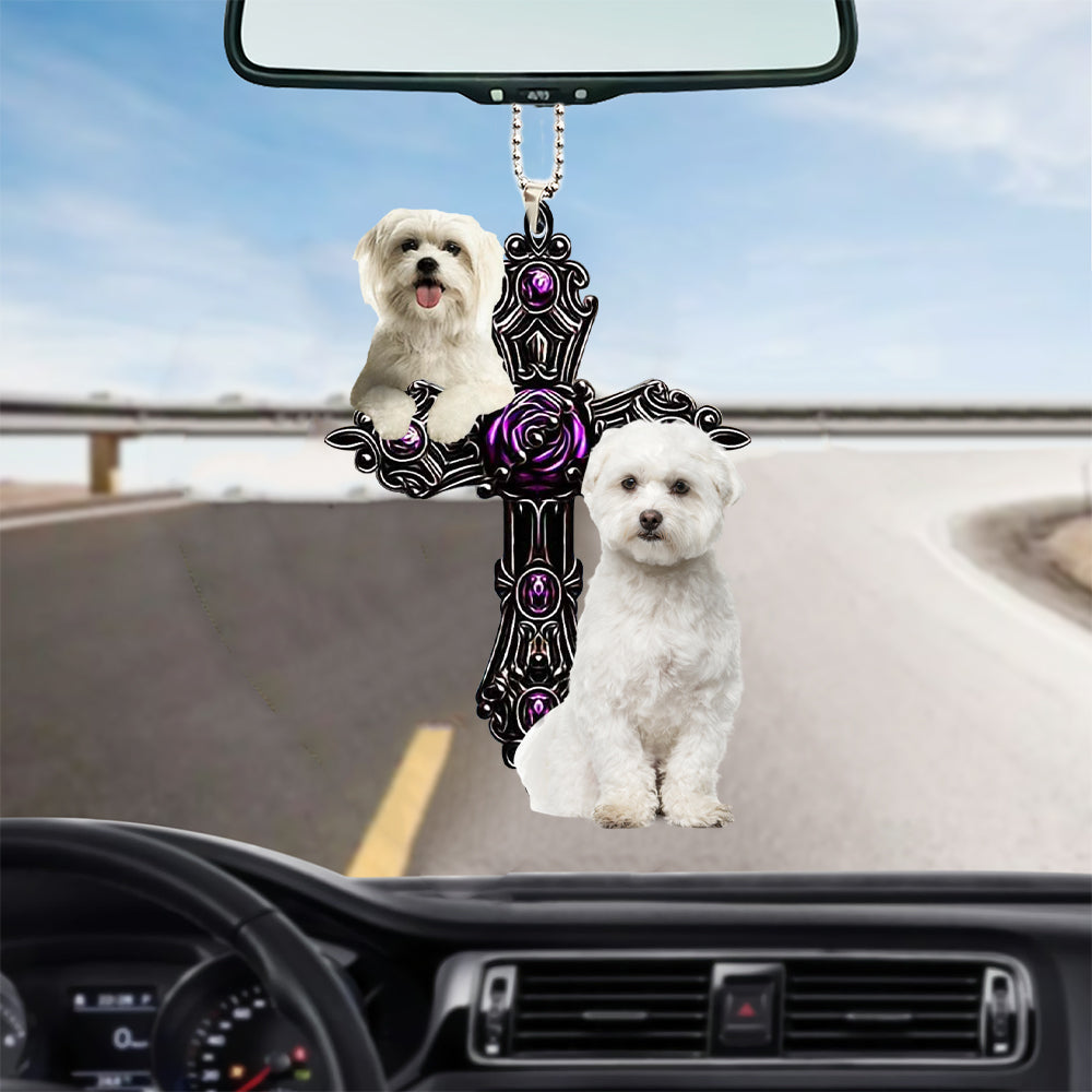 Maltese Pray For God Car Hanging Ornament Dog Pray For God Ornament Godmerc - Best gifts your whole family