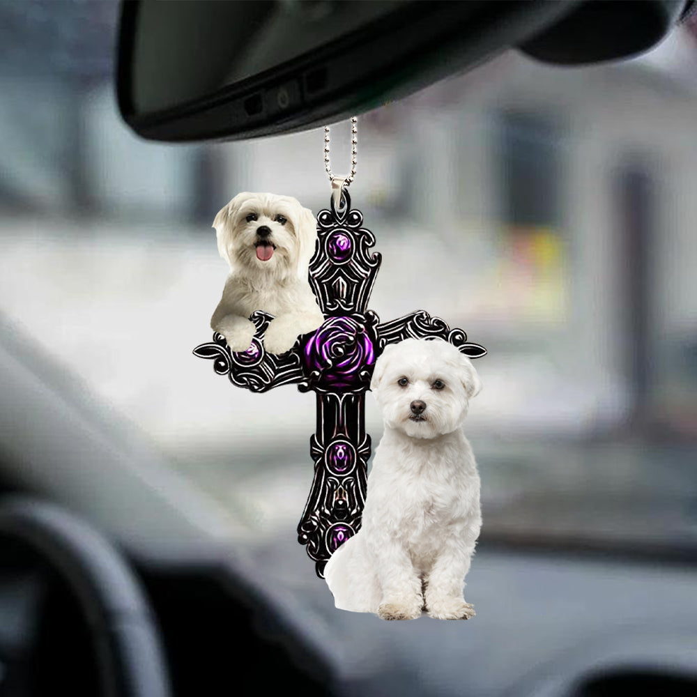 Maltese Pray For God Car Hanging Ornament Dog Pray For God Ornament Godmerc - Best gifts your whole family