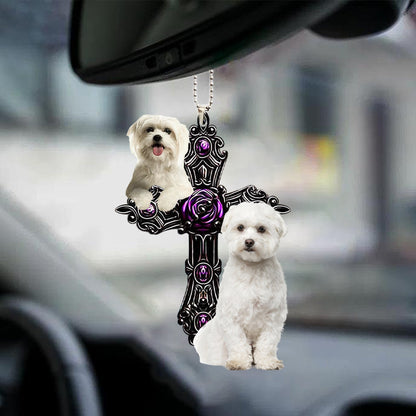 Maltese Pray For God Car Hanging Ornament Dog Pray For God Ornament Godmerc - Best gifts your whole family