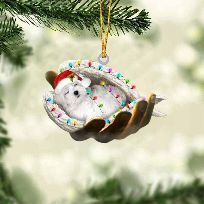 Maltese Sleeping Angel In God Hand Christmas Ornament Godmerch Ornament - Best gifts your whole family