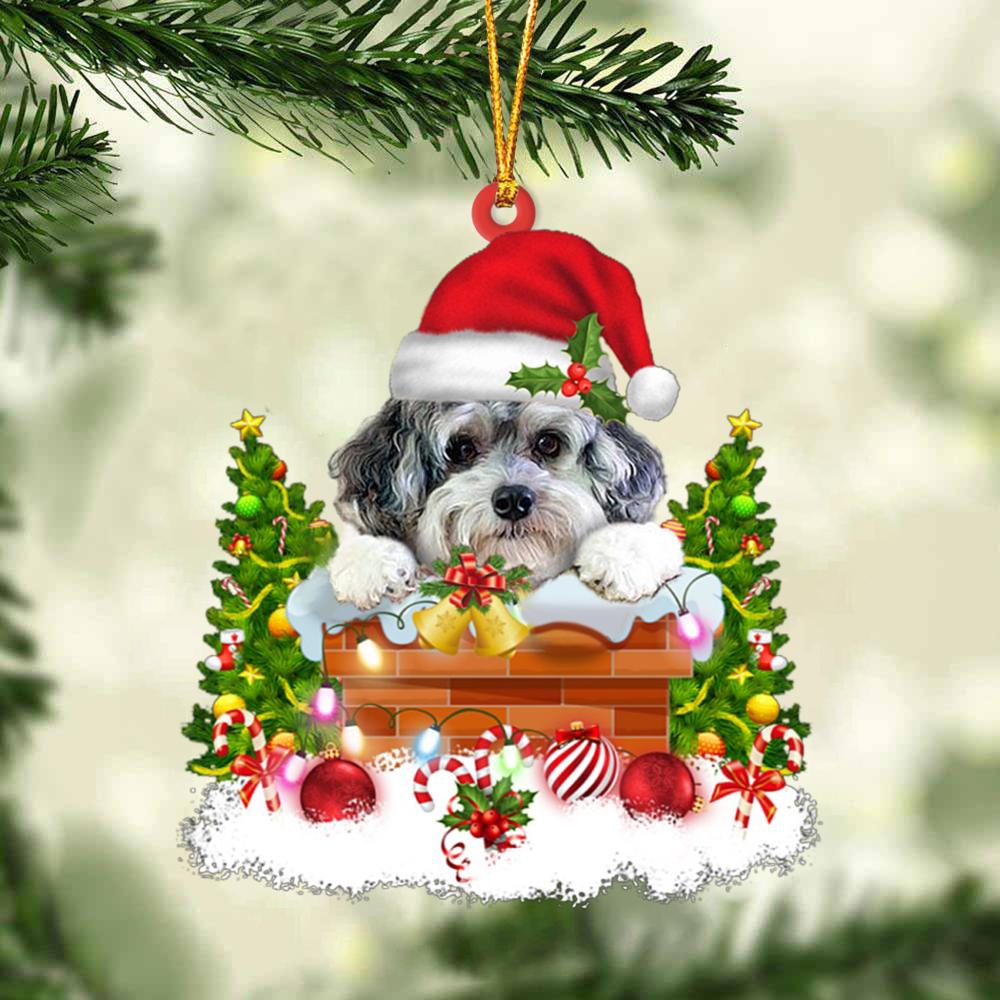 Maltipoo In The Chimney Hanging Ornament Dog Christmas Ornament - Best gifts your whole family