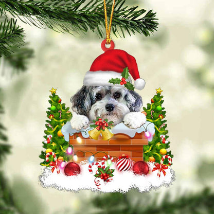 Maltipoo In The Chimney Hanging Ornament Dog Christmas Ornament - Best gifts your whole family