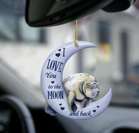 Manatees Moon Back Manatees Lover Two Sided Ornament - Best gifts your whole family