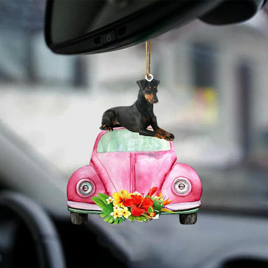 Manchester Terrier 2-Pink Hippie Car-Two Sided Ornament - Best gifts your whole family