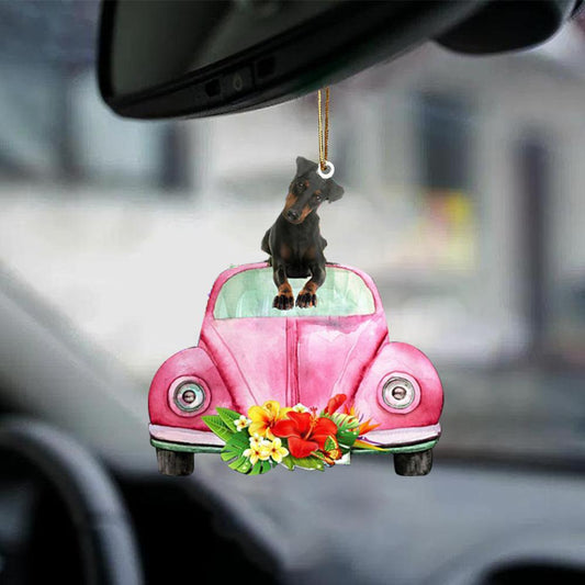 Manchester Terrier-Pink Hippie Car-Two Sided Ornament - Best gifts your whole family