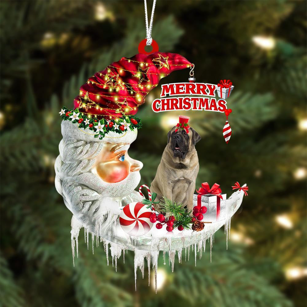 Mastiff On The Moon Merry Christmas Hanging Ornament - Best gifts your whole family