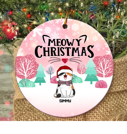 Meowy Christmas Custom Ceramic Ornament - Best gifts your whole family