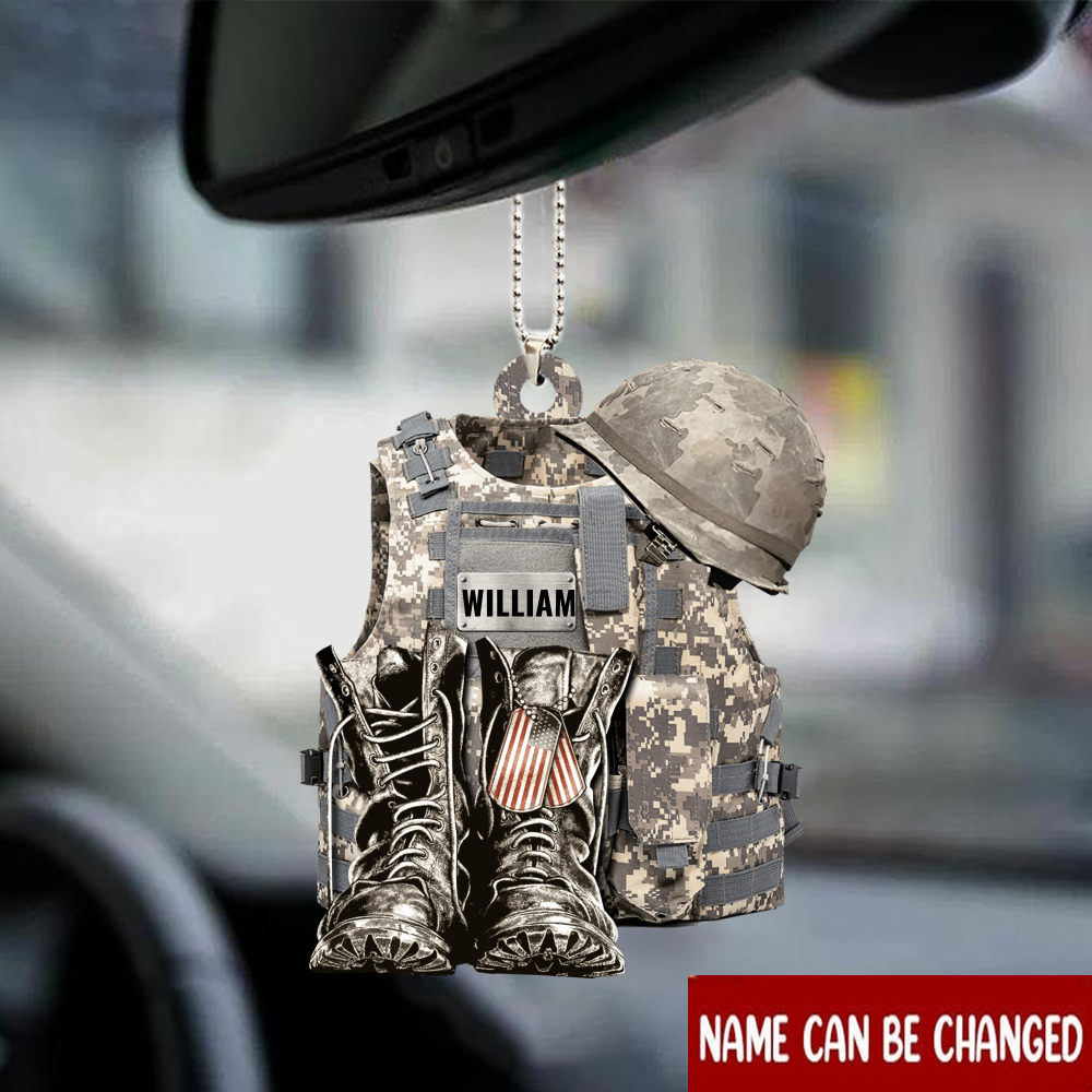 Military Uniform - Boots & Hat - Personalized Flat Acrylic Ornament - Best gifts your whole family