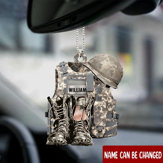 Military Uniform - Boots & Hat - Personalized Flat Acrylic Ornament - Best gifts your whole family