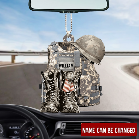 Military Uniform - Boots & Hat - Personalized Flat Acrylic Ornament - Best gifts your whole family
