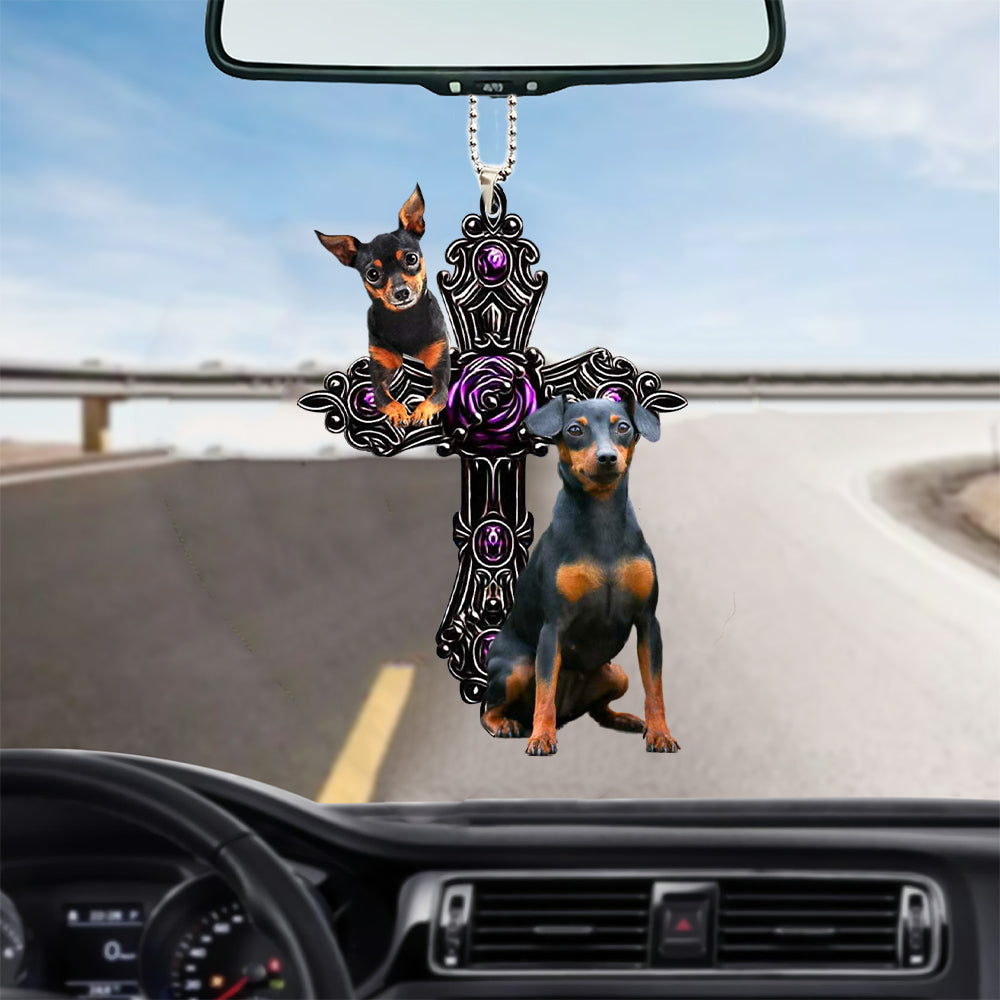 Miniature Pincher Pray For God Car Hanging Ornament Dog Pray For God Ornament Godmerc - Best gifts your whole family