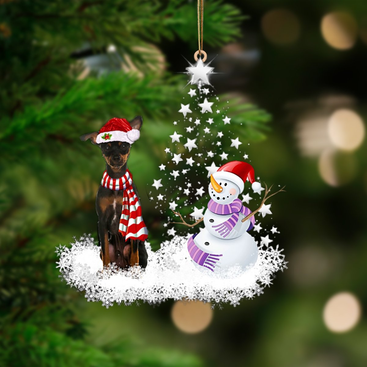 Miniature Pinscher 2-Star Tree Hanging Ornament - Best gifts your whole family