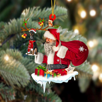 Miniature Pinscher And Santa Claus Christmas Ornament Godmerc - Best gifts your whole family