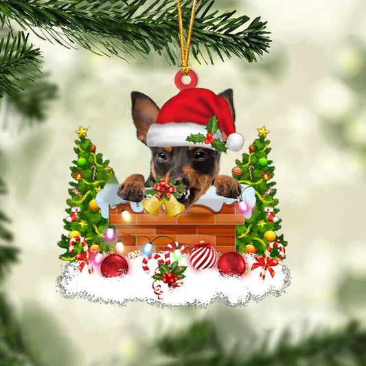 Miniature Pinscher In The Chimney Hanging Ornament Dog Christmas Ornament - Best gifts your whole family