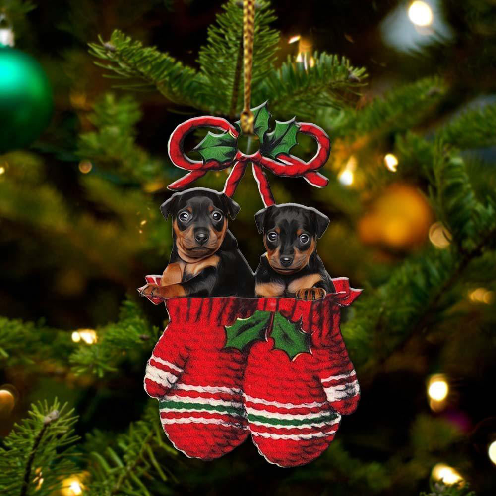 Miniature Pinscher Inside Your Gloves Christmas Holiday-Two Sided Ornament Christmas 2022 Ornament Gift - Best gifts your whole family