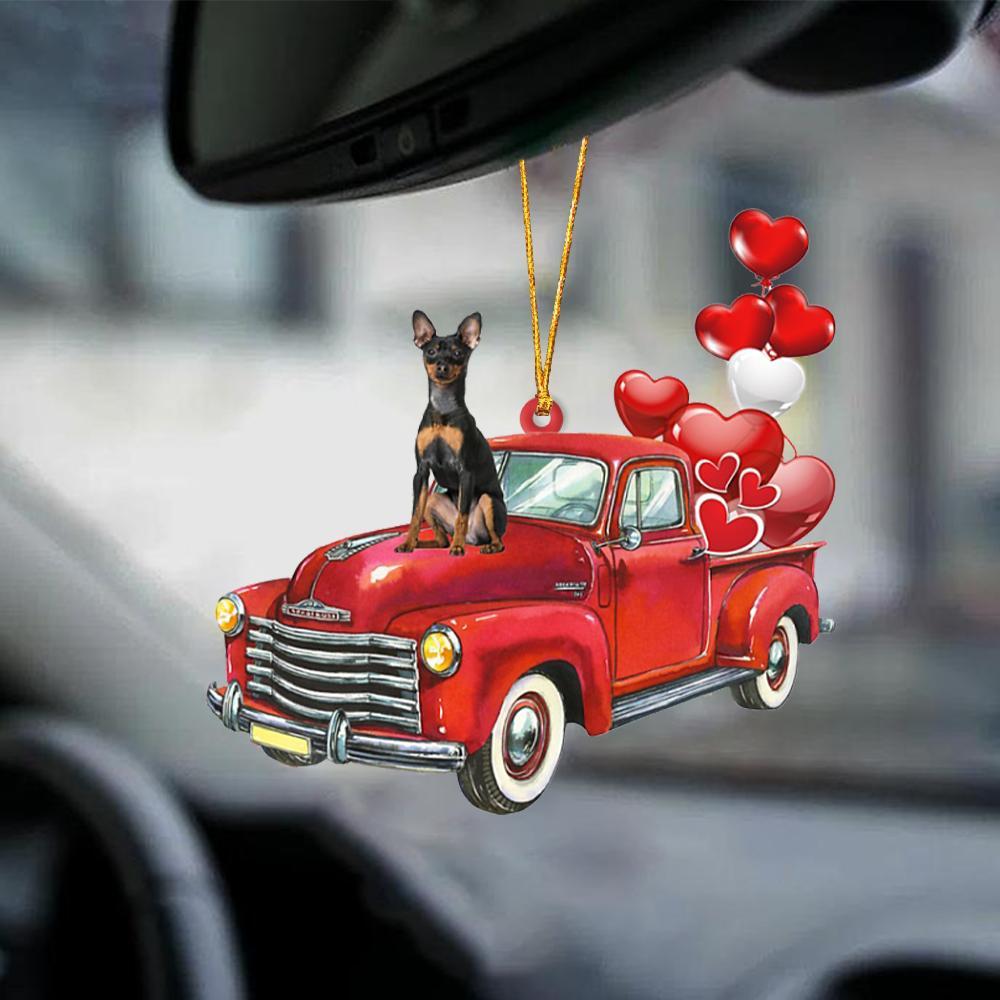 Miniature Pinscher-Red Sports Car-Two Sided Ornament - Best gifts your whole family