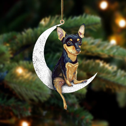 Miniature Pinscher-Sit On The Moon-Two Sided Ornament - Best gifts your whole family