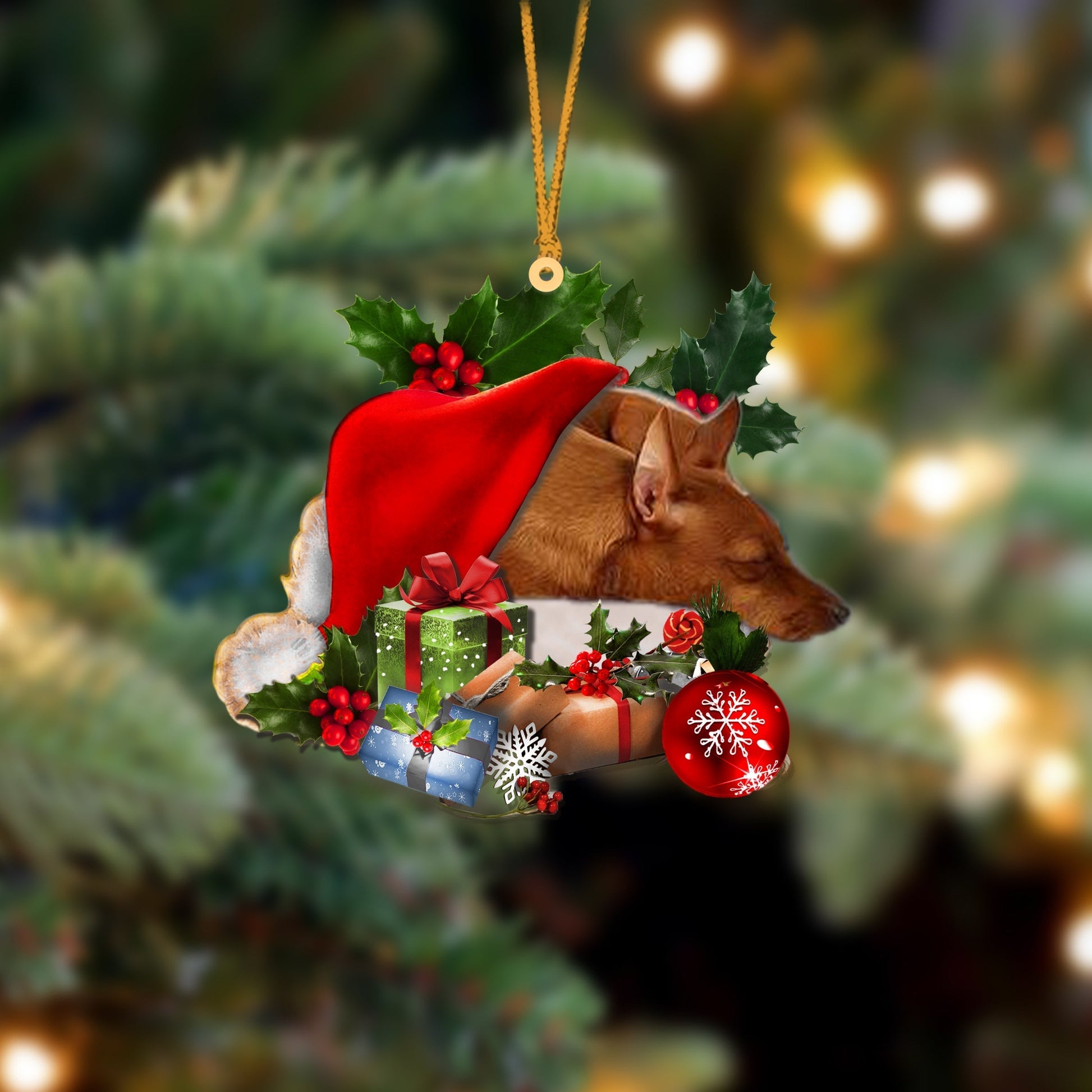 Miniature Pinscher-Sleeping In Hat Two Sides Ornament Dog Sleeping Ornament - Best gifts your whole family