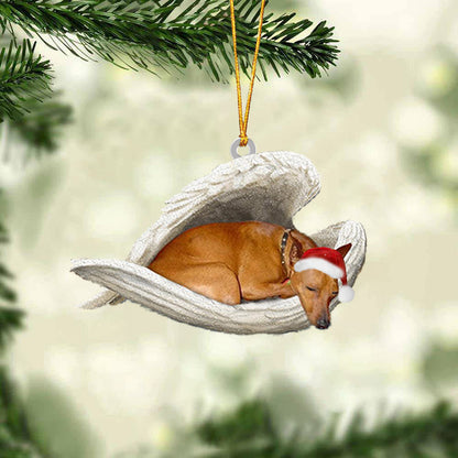 Miniature Pinscher(Red) Sleeping Angel Christmas Ornament Godmerc - Best gifts your whole family