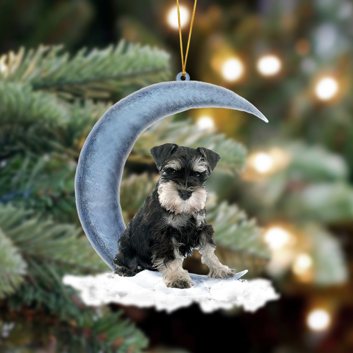 Miniature Schnauzer 02 Sits On The Moon Hanging Ornament Dog Ornament, Car Ornament, Christmas Ornament - Best gifts your whole family