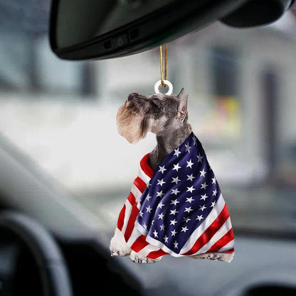 Miniature Schnauzer American Patriot Flag Two Sided Ornament - Best gifts your whole family