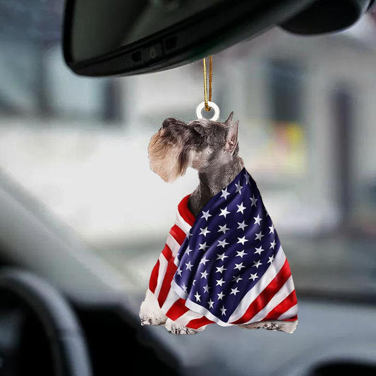 Miniature Schnauzer American Patriot Flag Two Sided Ornament - Best gifts your whole family