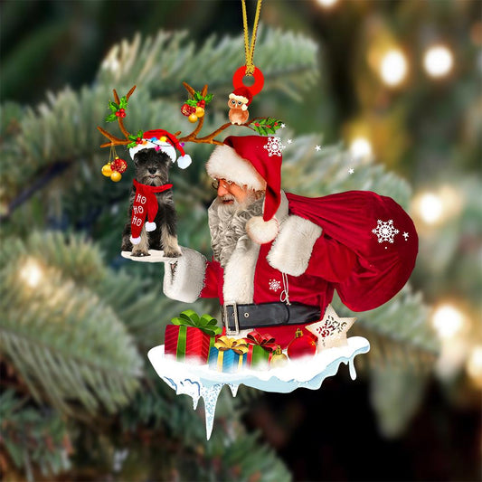 Miniature Schnauzer And Santa Claus Christmas Ornament Godmerc - Best gifts your whole family