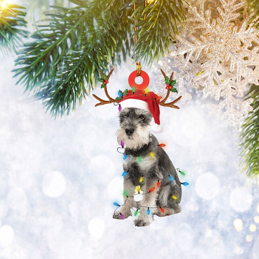 Miniature Schnauzer Christmas Reindeer Ornament, Dog Lover Gifts, Christmas Tree Ornament, Home Decor Plastic Ornament - Best gifts your whole family