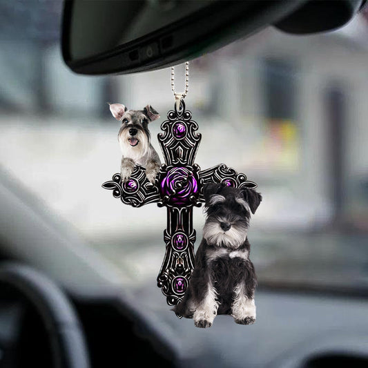 Miniature Schnauzer Pray For God Car Hanging Ornament Dog Pray For God Ornament Godmerc - Best gifts your whole family