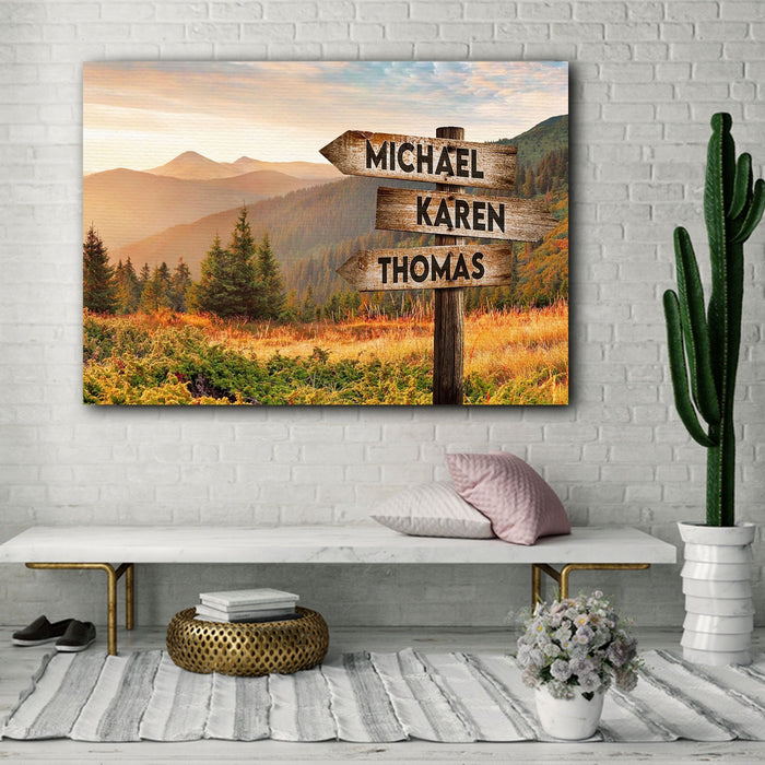 Dawn On The Mountain - Street Signs Canvas