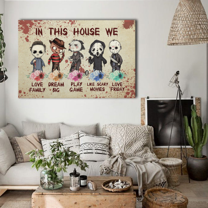 In this house we love family, Gift for Family Canvas, Home-living, Wall-art Canvas