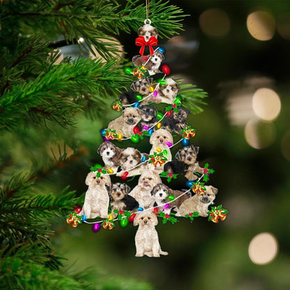 Morkie-Christmas Tree Lights-Two Sided Ornament - Best gifts your whole family