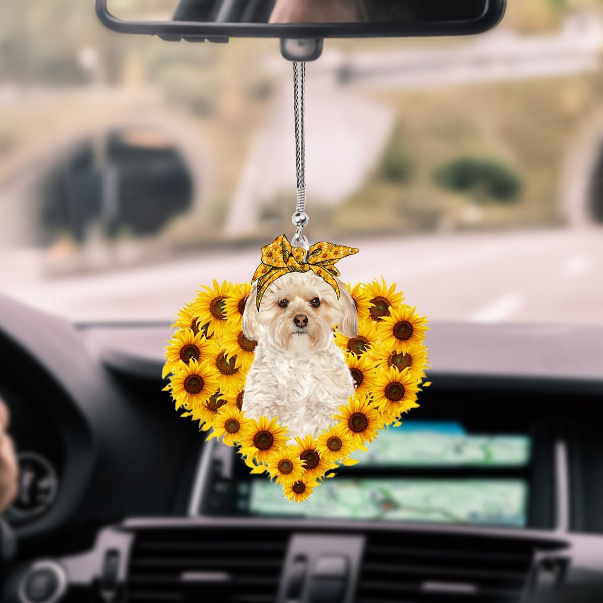 Morkie-Sunflower Heart Gift Car Ornament - Best gifts your whole family